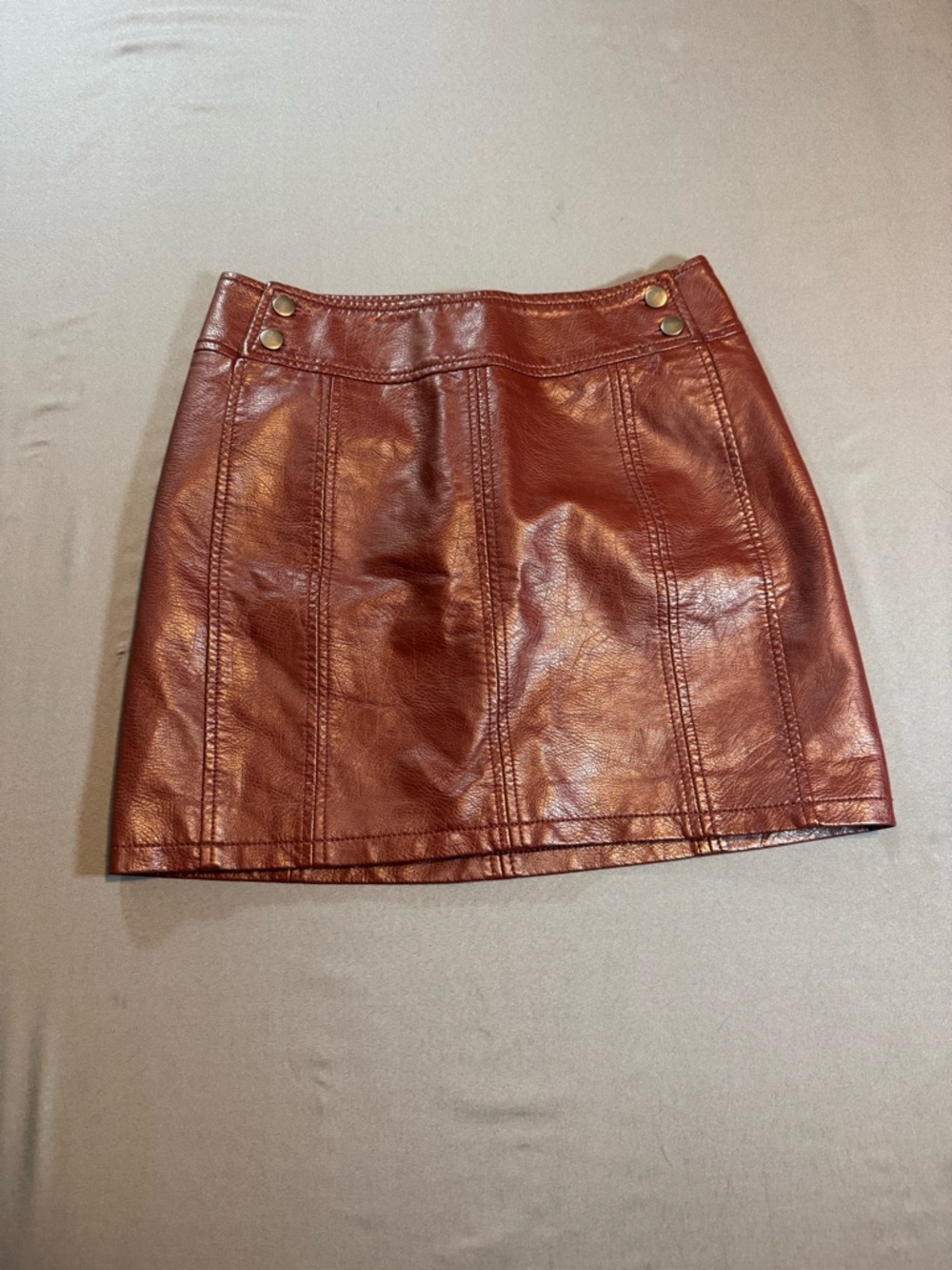 Free People Faux Leather Mini Skirt in Rust Brown Size 4 Boho Western Fall